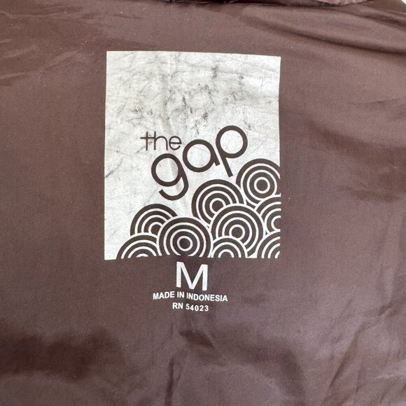 Y2K Gap Chocolate Brown Snap Front  Short Boxy Down Puffer Jacket Size Medium - Picture 9 of 11